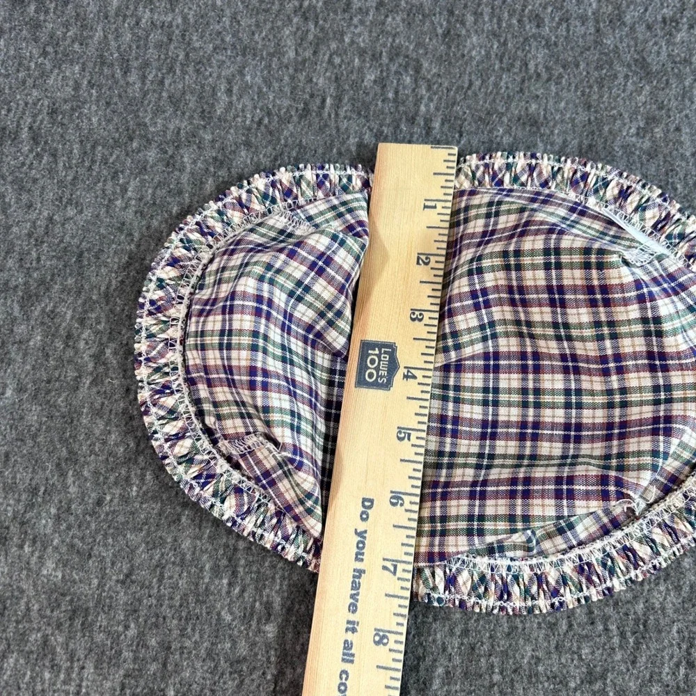 Longaberger Basket Liner Plaid Multi Color Cotton Ruffled Edge Made in USA